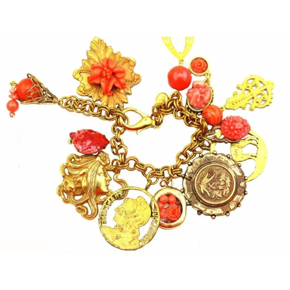Sugar Gay Isber Jewelry Collection Handmade Upcycle Vintage Charms Bracelet Gift